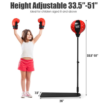 Kids Punching Bag W/ Adjustable Stand Boxing Gloves Boxing Set Kids Boys Girls