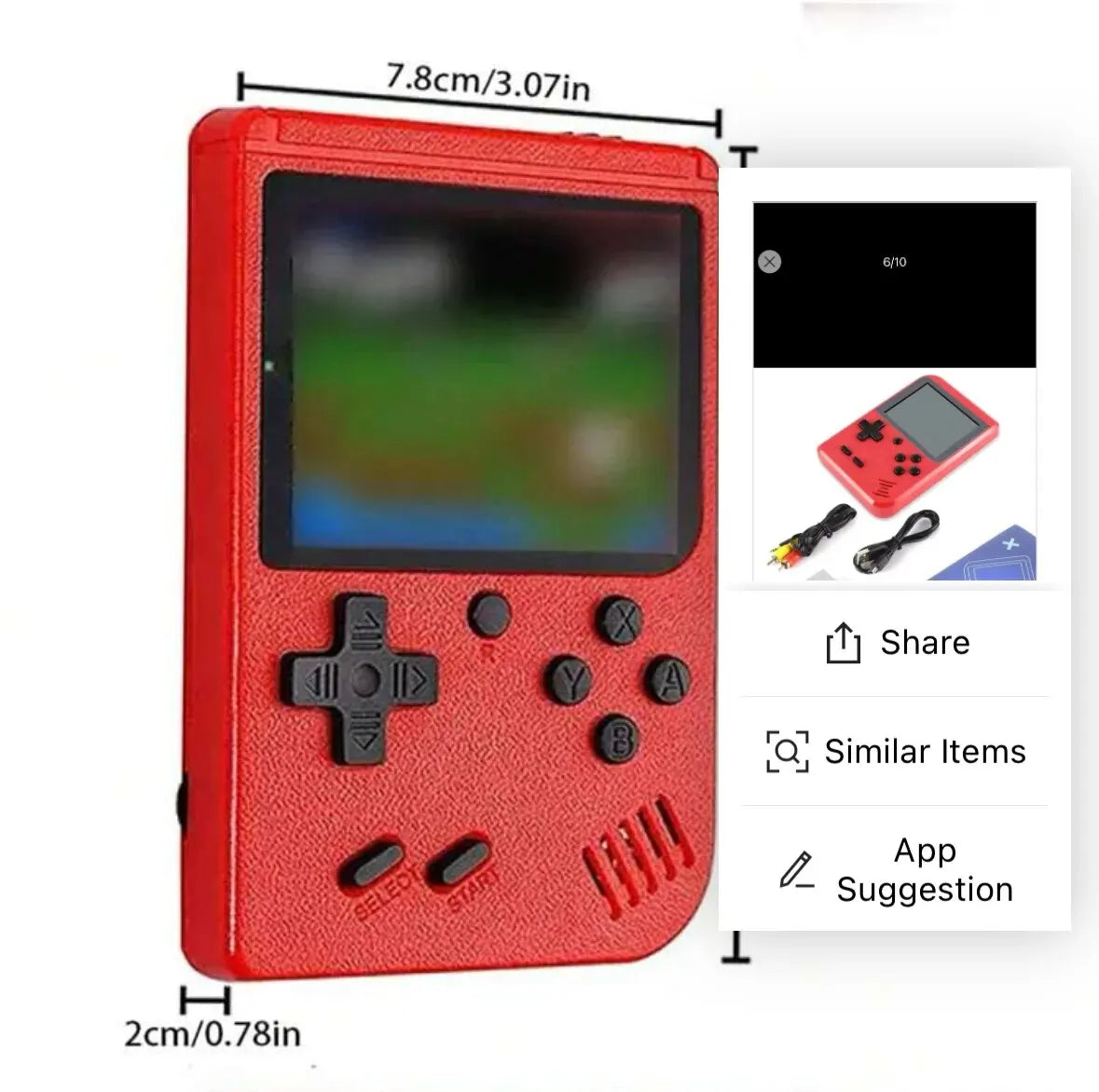 A Red Retro Classic Games Children'S Handheld Small Game Console with Hundreds of Game Charging Can Be Connected to the TV